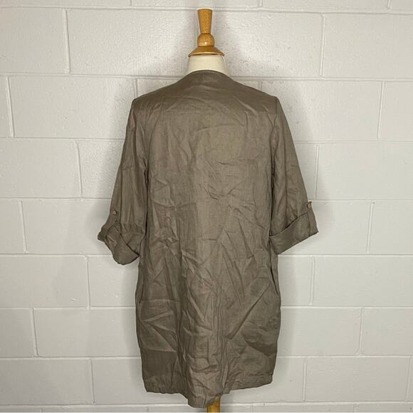 Lightweight Grey Beige 100% Linen Cardigan P16 - Picture 2 of 8